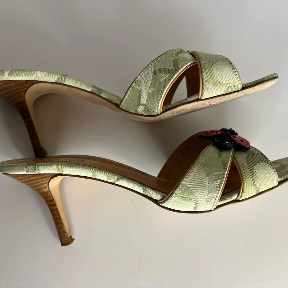 Coach Women's Sandals in Green with Red Ladybug Accents.  Ciara II size 9B. - Picture 12 of 16
